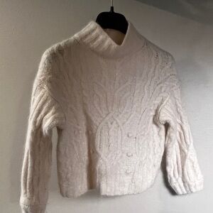 Vince Alpaca Cream Cable Knit Sweater